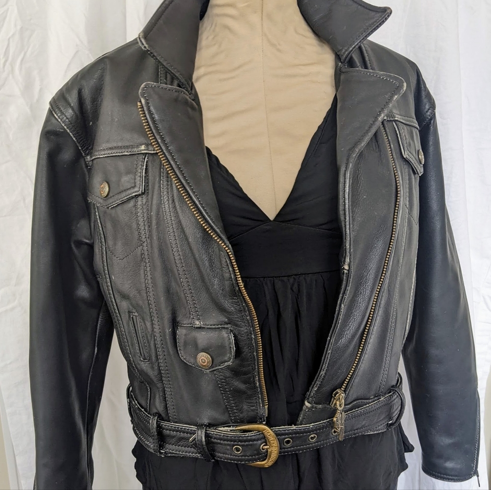 🖤AUTHENTIC 🖤 HARLEY-DAVIDSON 🖤 Leather Biker Jacket EUC - Picture 13 of 13